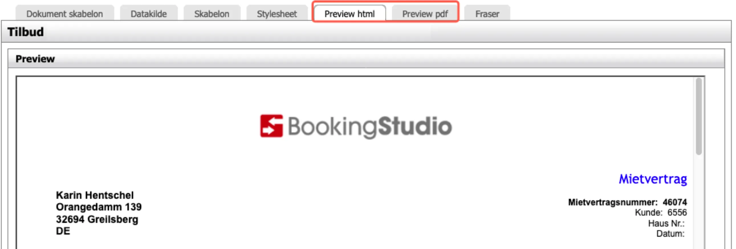 Se resultat af skabelon