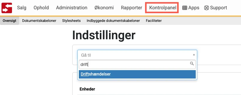 Find driftshændelser
