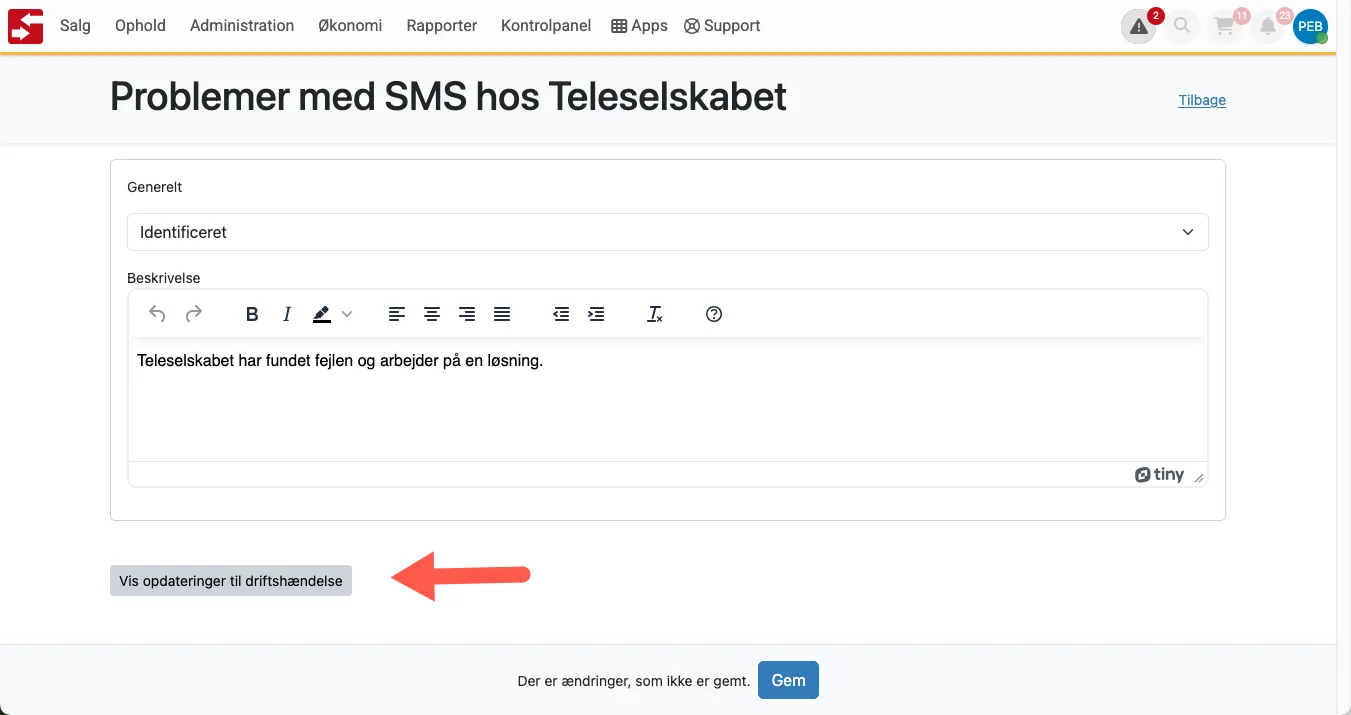 Oversigt over hændelser