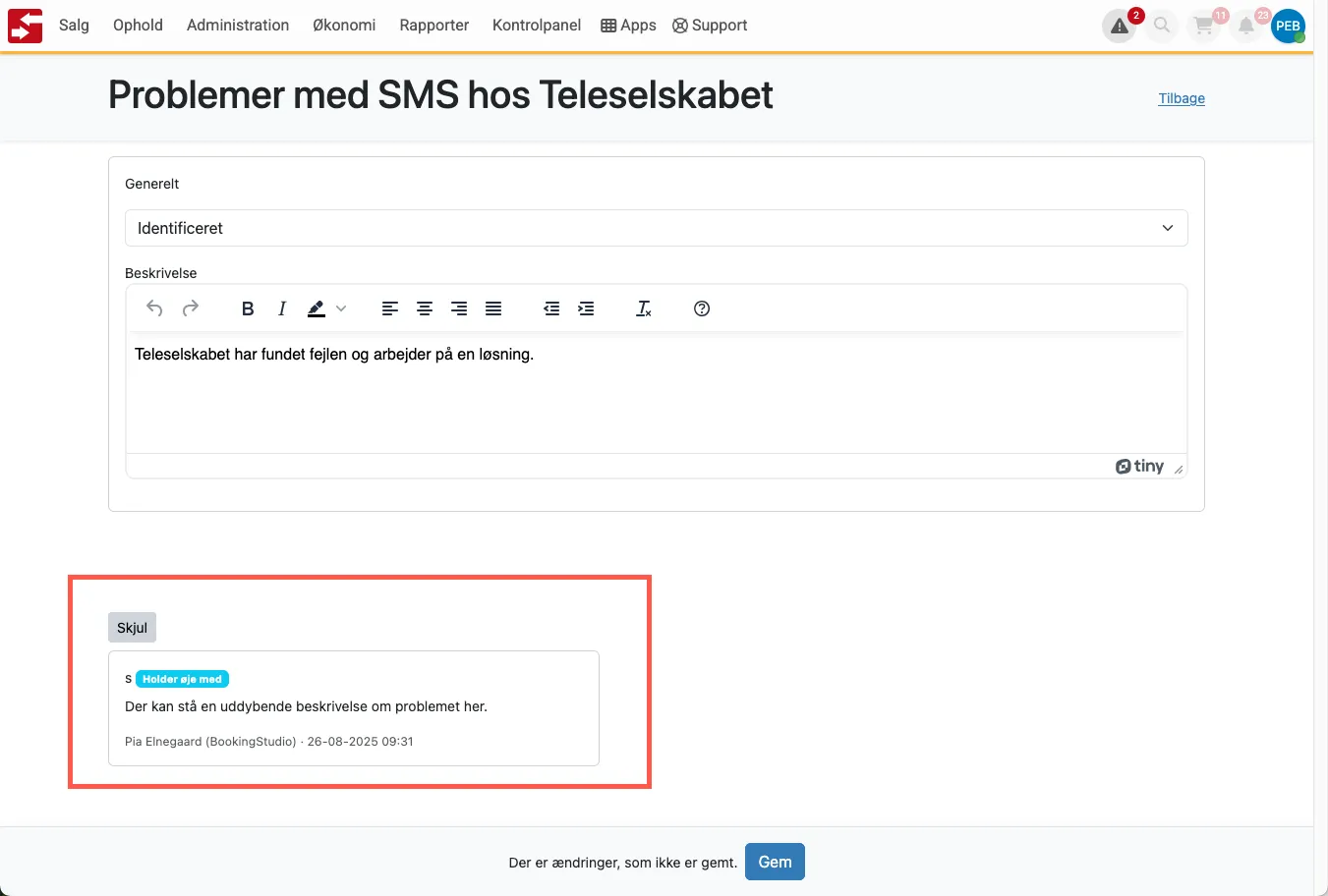 Oversigt over hændelser