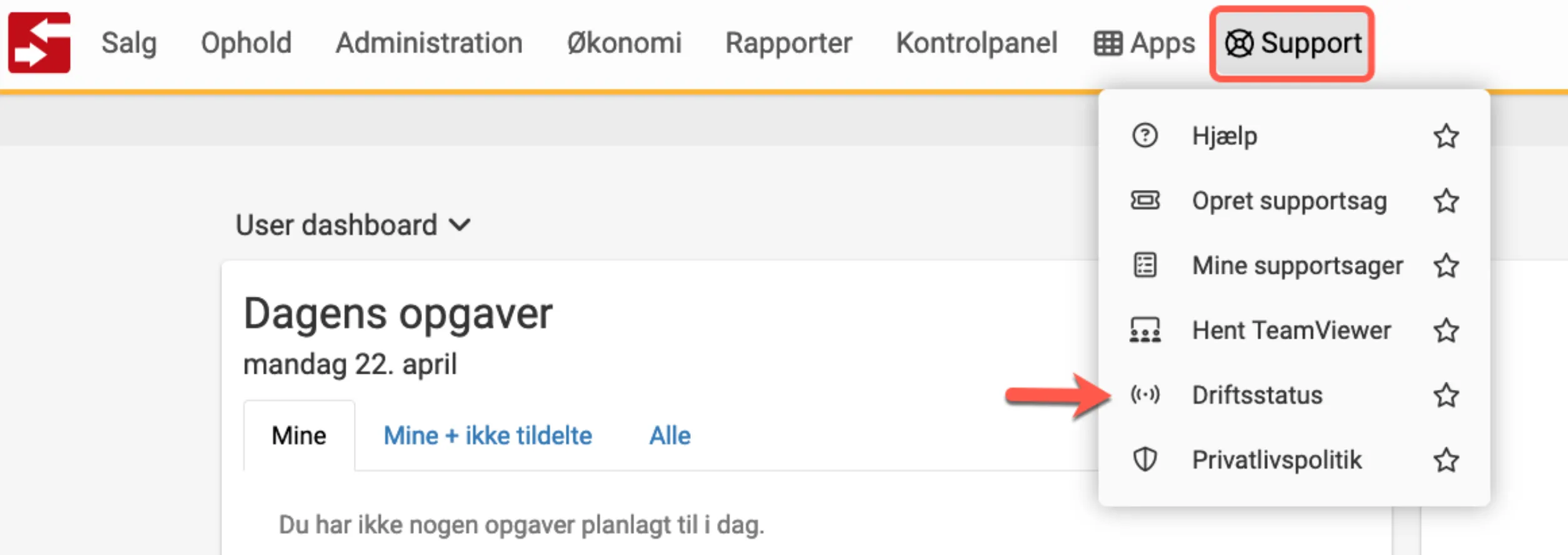 Find siden Driftstatus