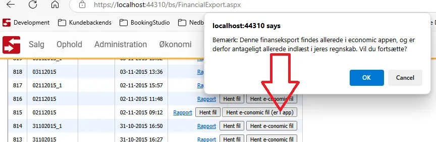 Advarsel hvis der allerede er indlæst i e-conomic