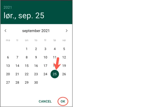 Kalender vælg dato for blokering