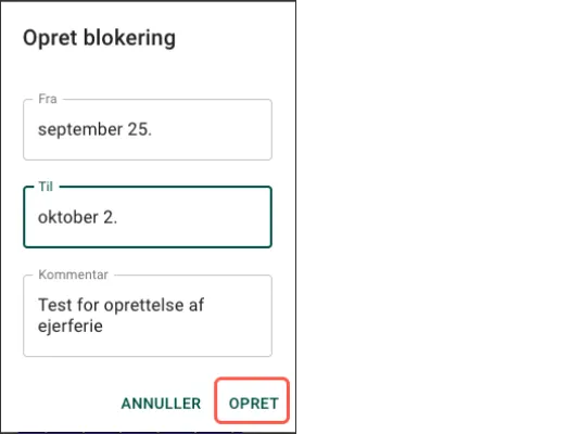 Opret blokering