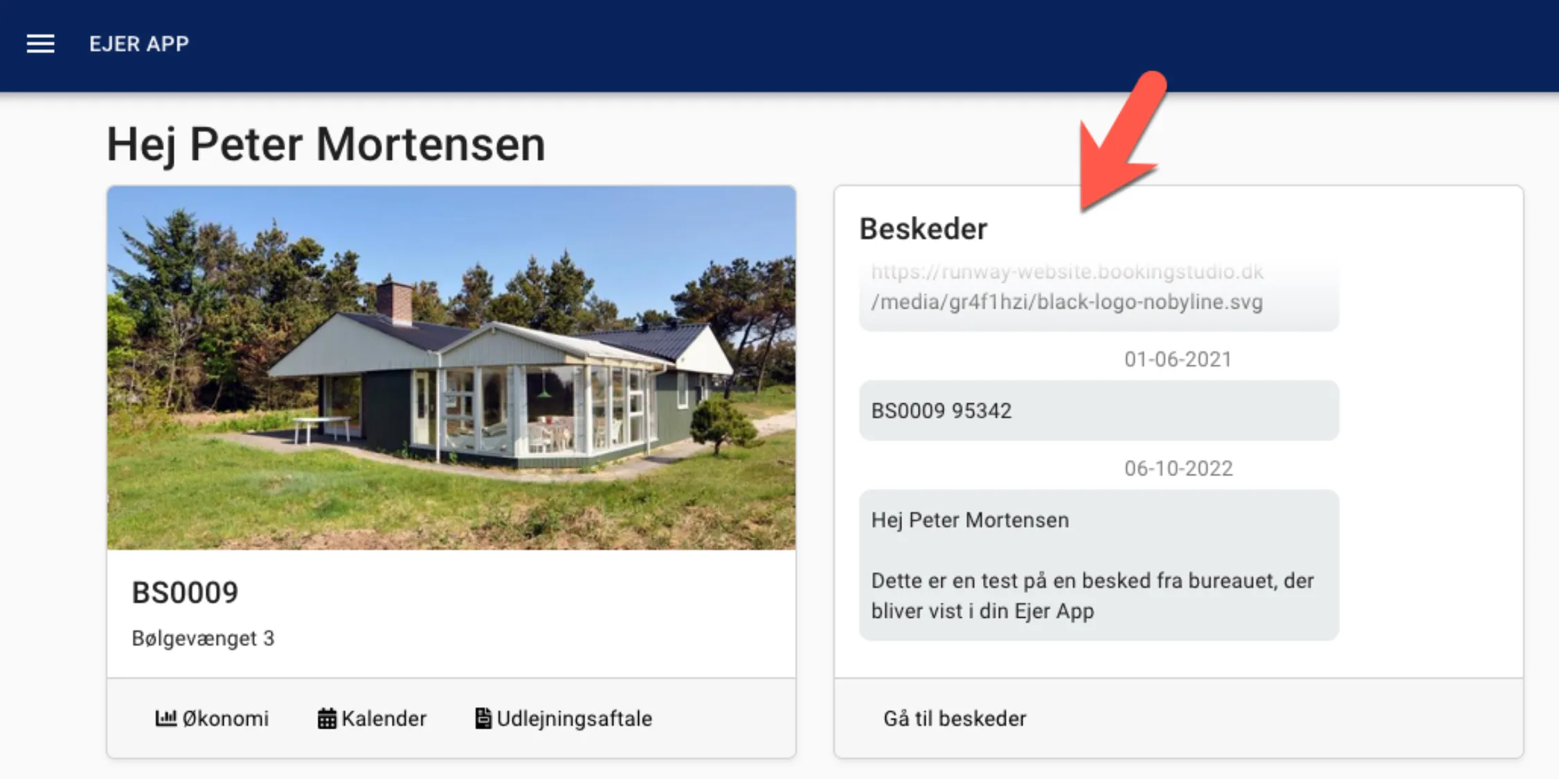 Beskeder via ejer app