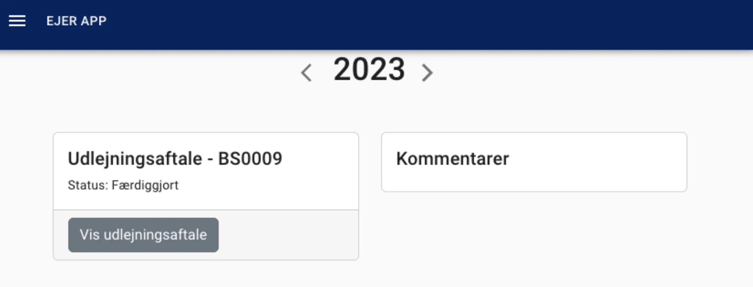 Status på udlejningsaftale