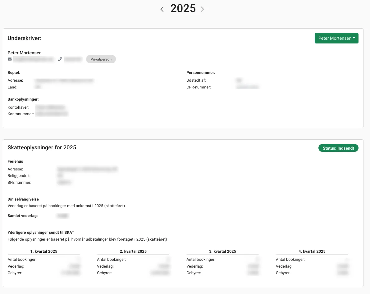 Visning af informationer indsendt til SKAT