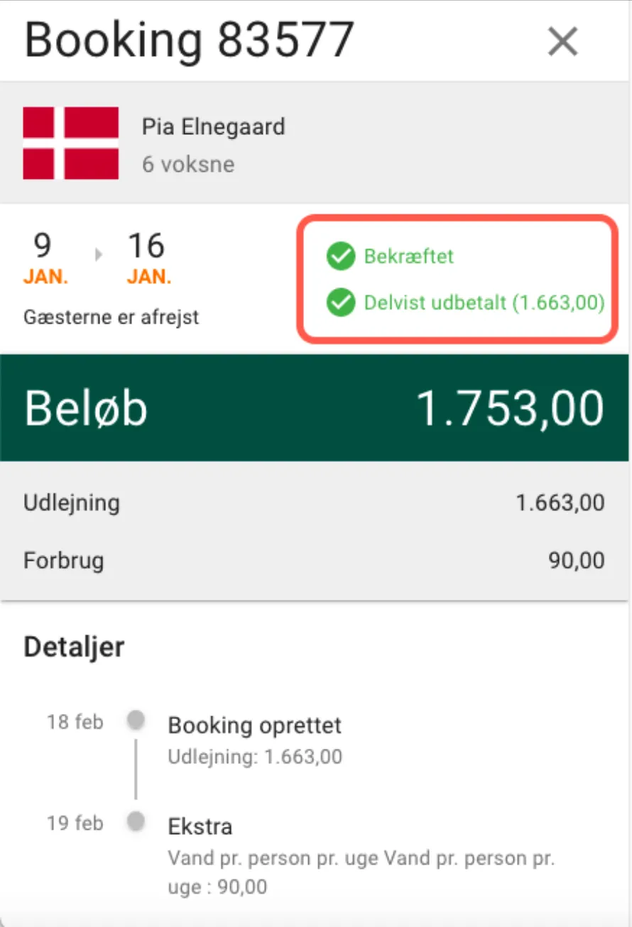 Detaljer om booking
