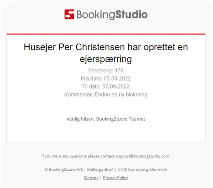 Besked om blokering