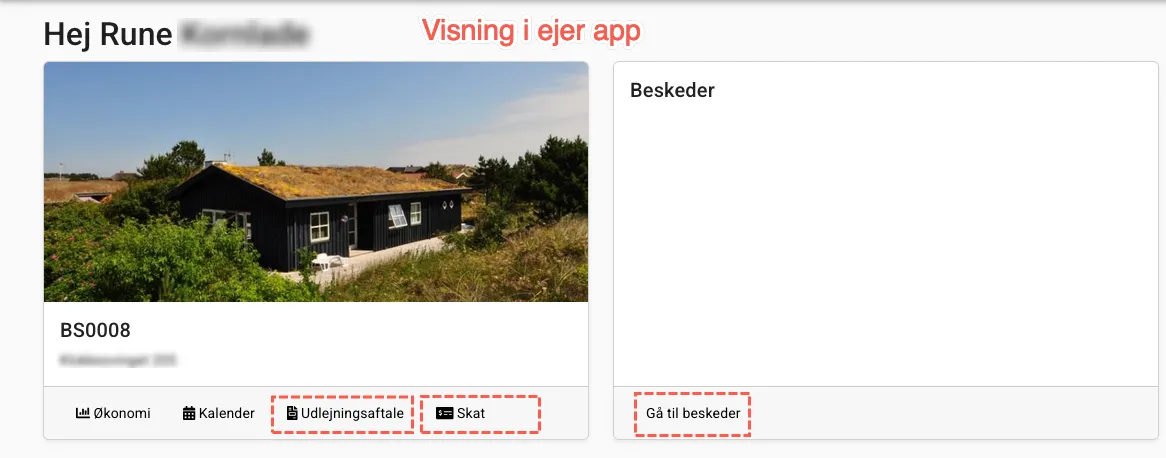 Link til udlejningsaftale og skatterapport i ejerapp