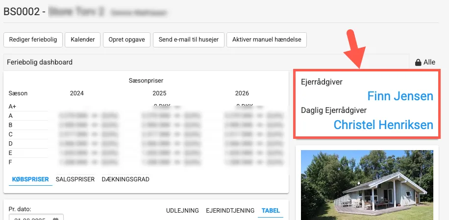 Se ejerrådgiveren på ferieboligens dashboard