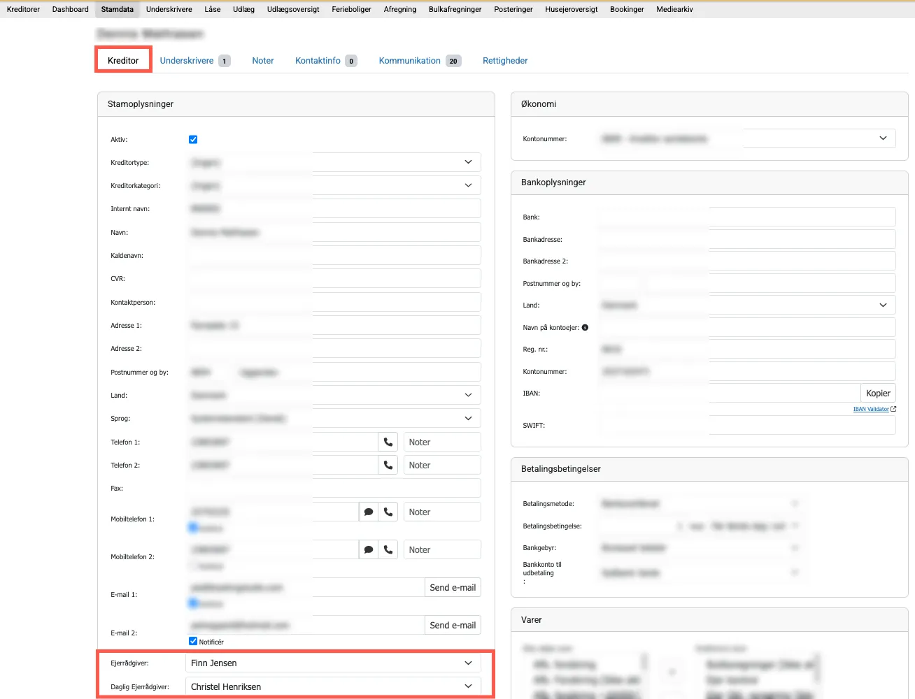 Vælg ejerrådgiver på ferieboligens stamdata