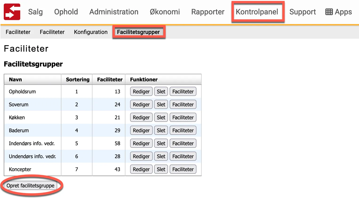 Opret facililetsgrupper for at få bedre overblik