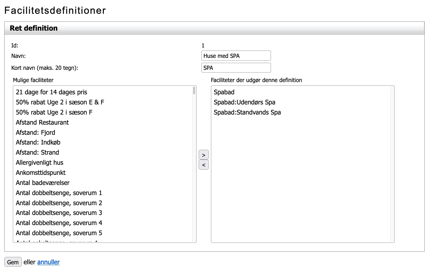 Opret en facilitetsdefinition til filtrering i serviceoversigten