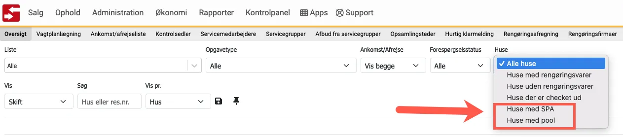 Visning af facilitetsdefinitioner