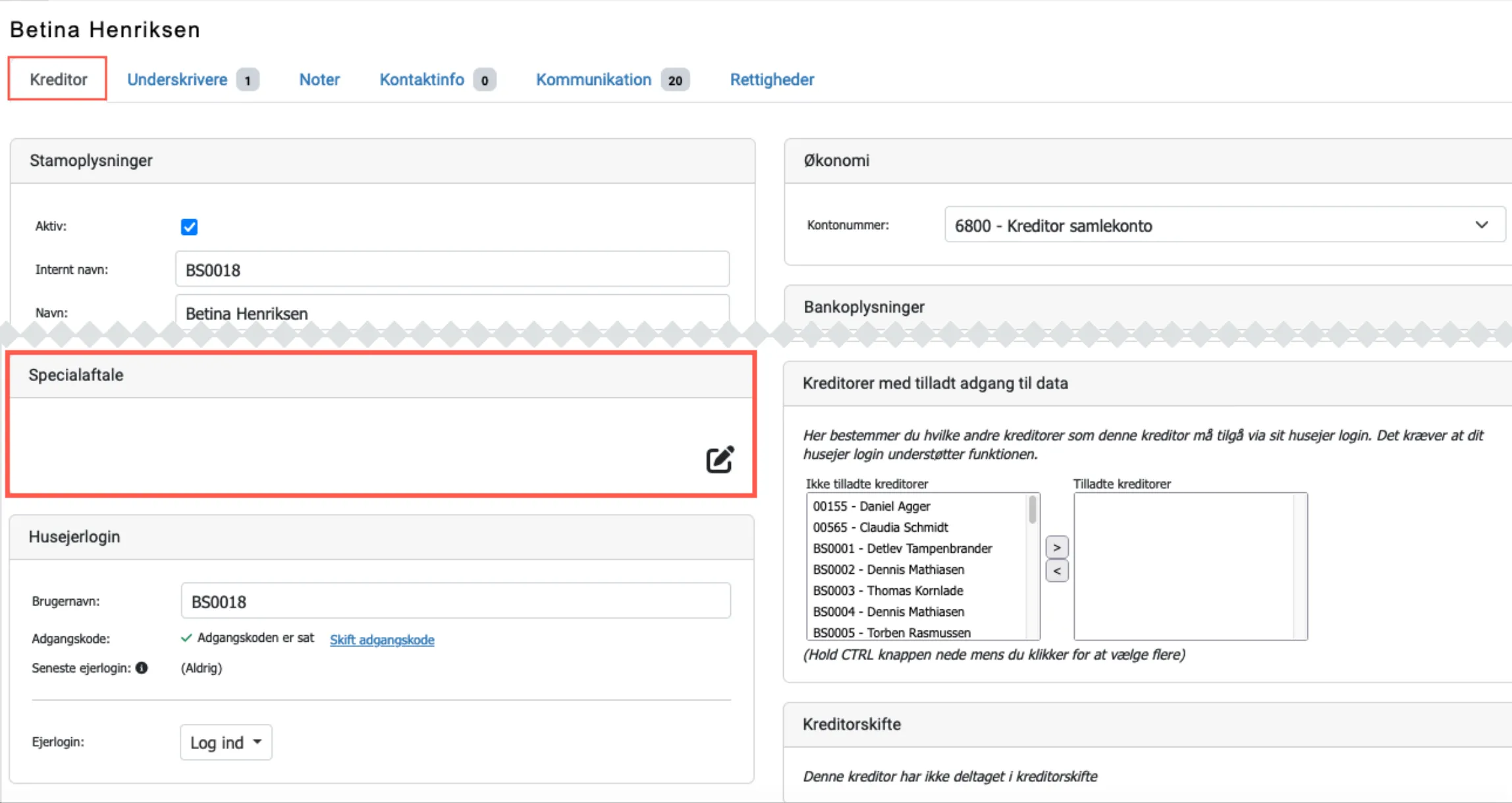 Feltet specialaftale