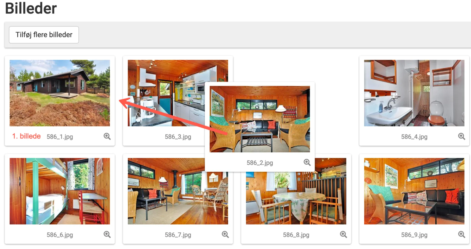 ændre rækkefølge af billeder
