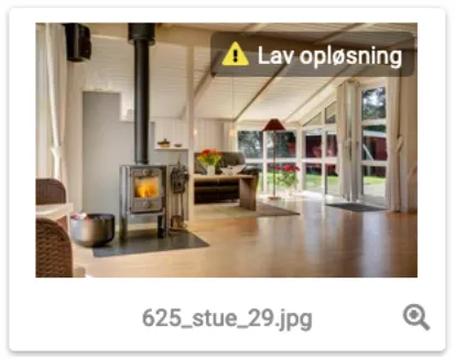 Billede med advarsel om lav opløsning