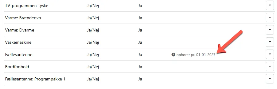 En facilitet der ophører ud i fremtiden