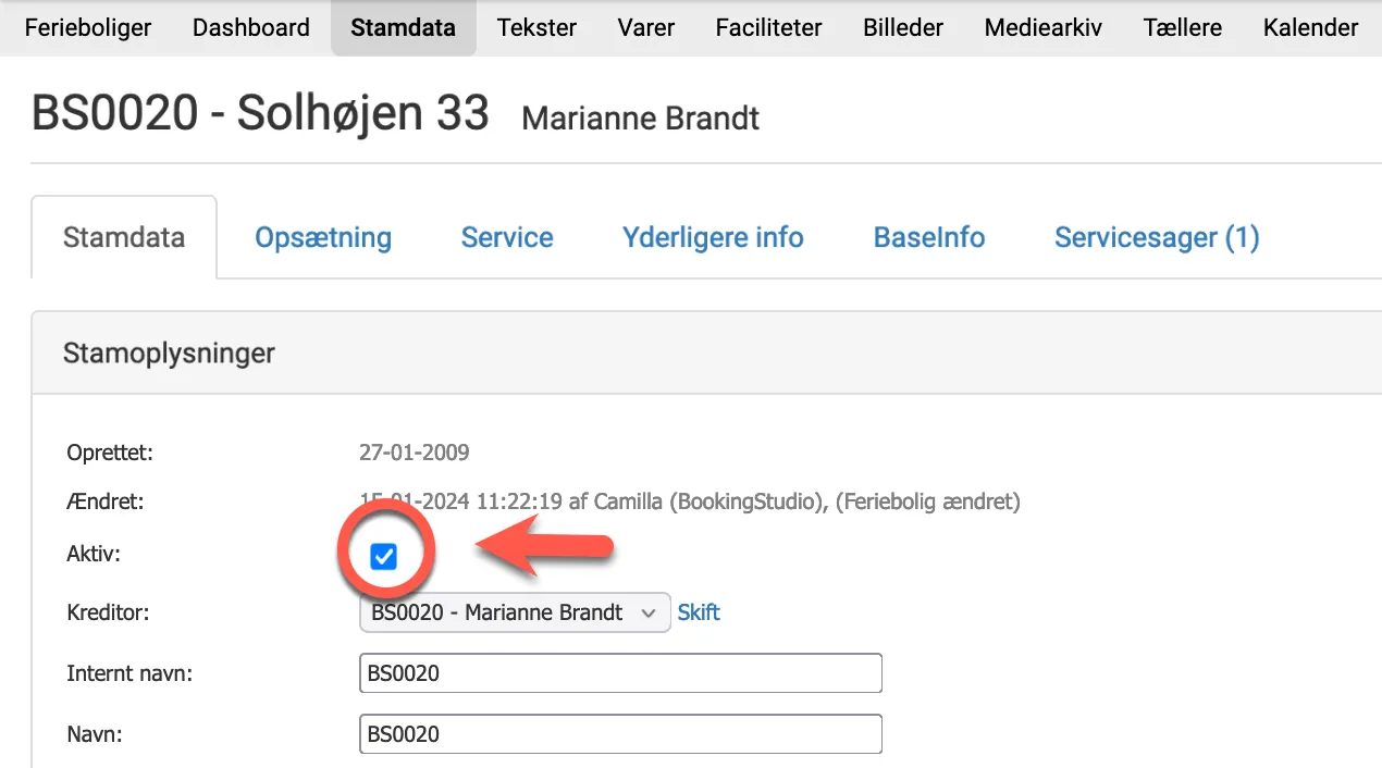 Feriebolig gøres inaktiv