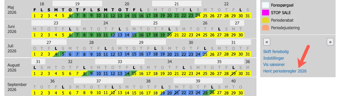 Link til at hente perioderegler til Excel for et år ad gangen
