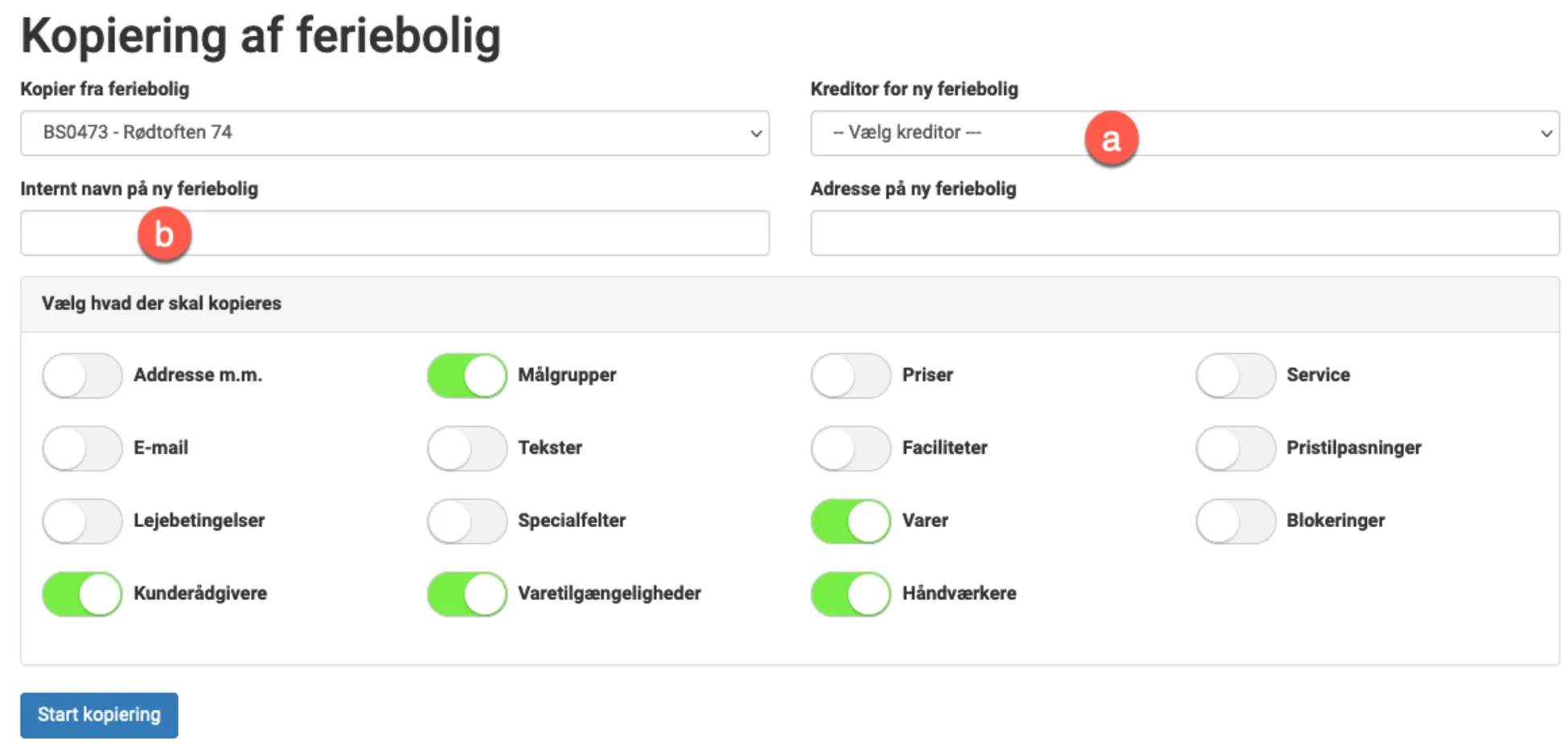 Kopiering af ferieboliger