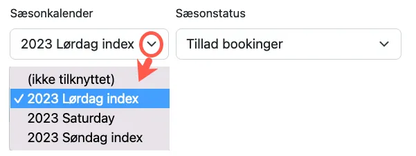 Vælg en sæsonkalender