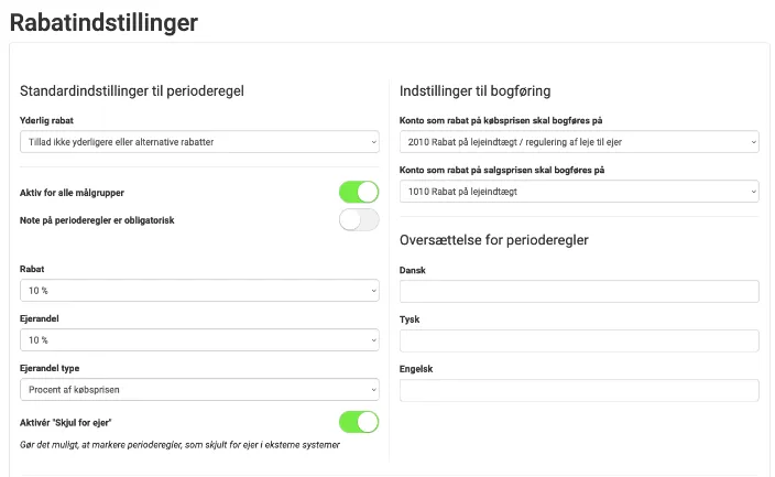 Rabatindstillinger