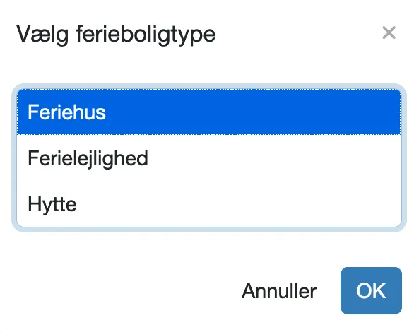 Vælg en ferieboligtype