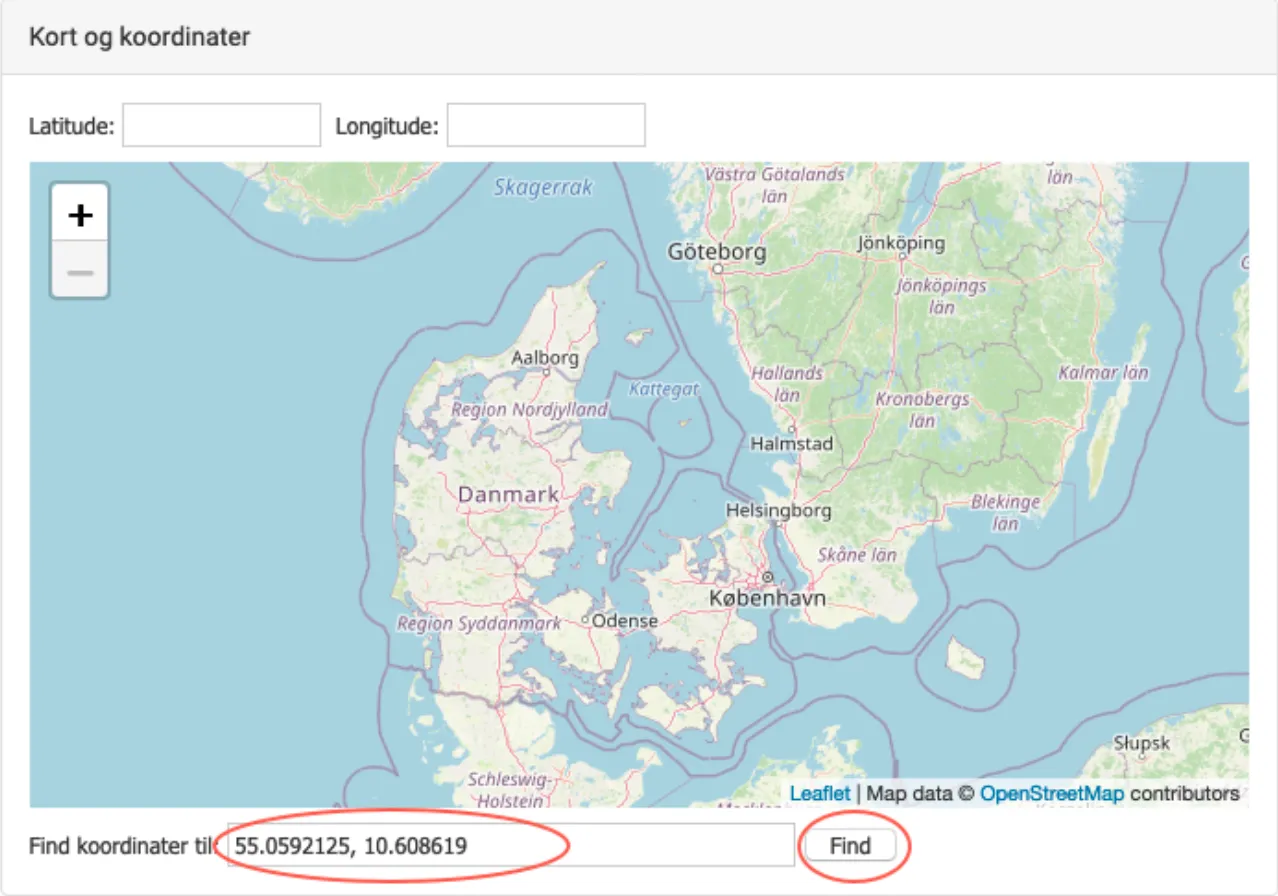 Indsæt koordinater