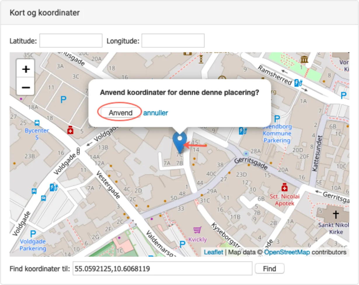 Placering af boligen vises på google maps