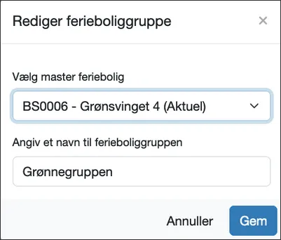 Vælg en feriebolig som master
