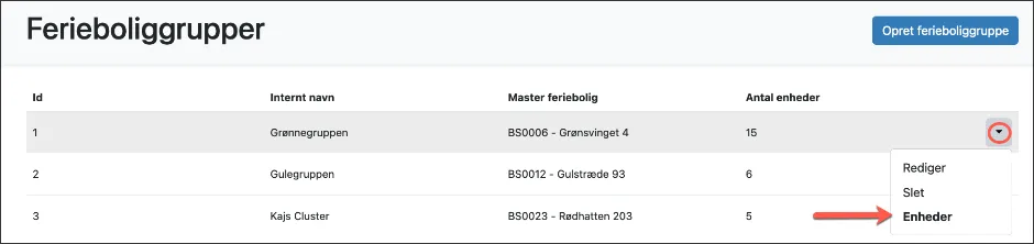 Se enheder på masteren
