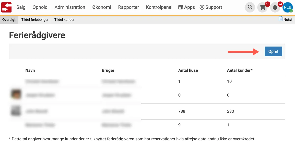 Opret en ferierådgiver
