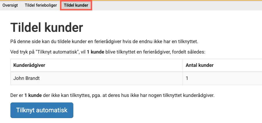 Tildel kunder til rådgiveren