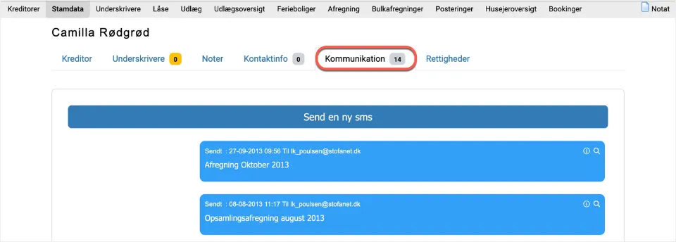 se sms på kreditors stamdata
