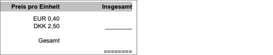 Systemets og kundens valuta