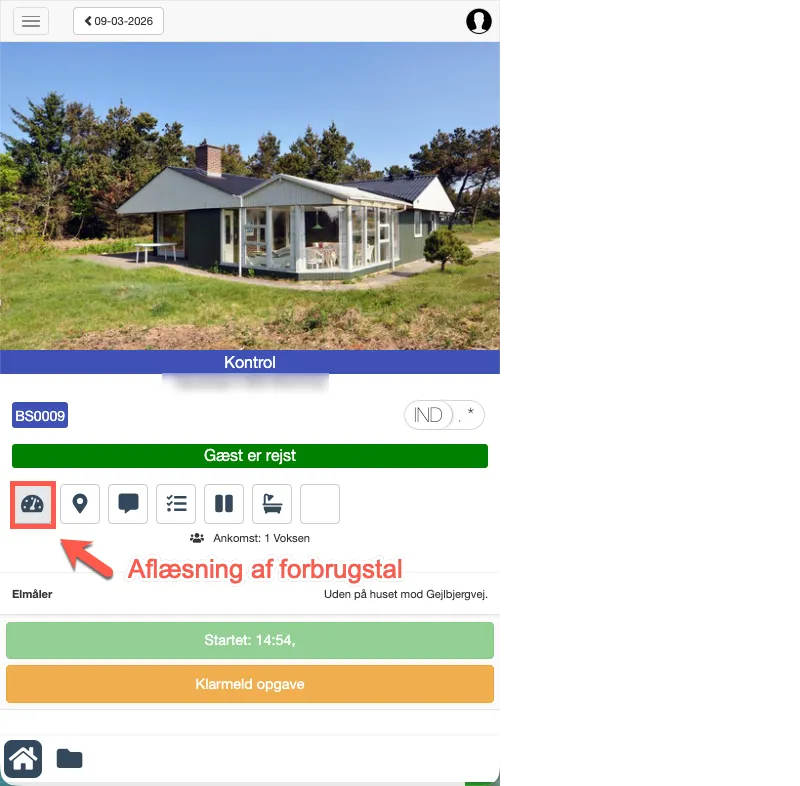 Ikon for registrering af tæller i service app'en
