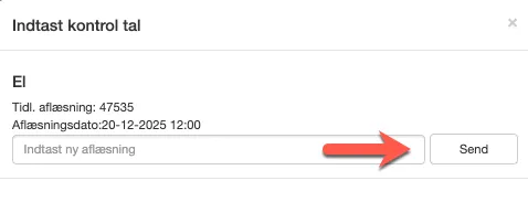 Indtast tæller tal i app og send