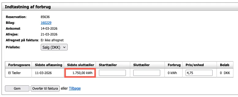 Visning af sidste sluttæller