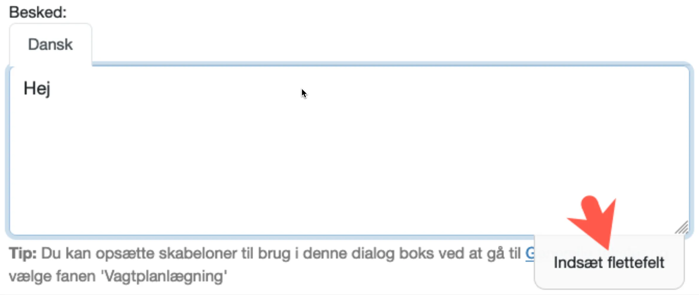 Indsæt flettefelt
