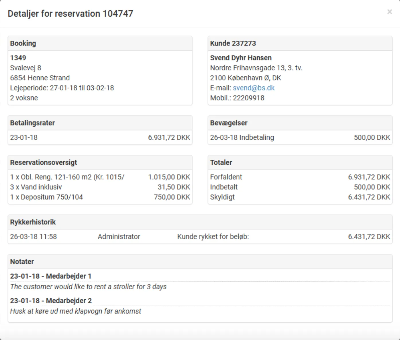 Reservationsdetaljer