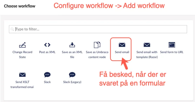 Visning af handling i workflow