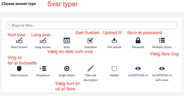 Svarmuligheder i en formular
