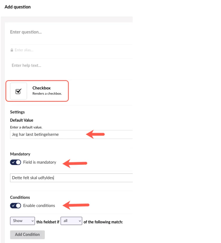 Svarmuligheden Checkbox