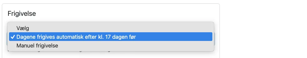 Indstilling for automatisk frigivelse
