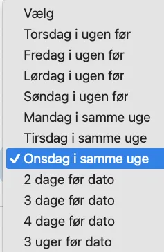 indstillinger til vagtplanlægning
