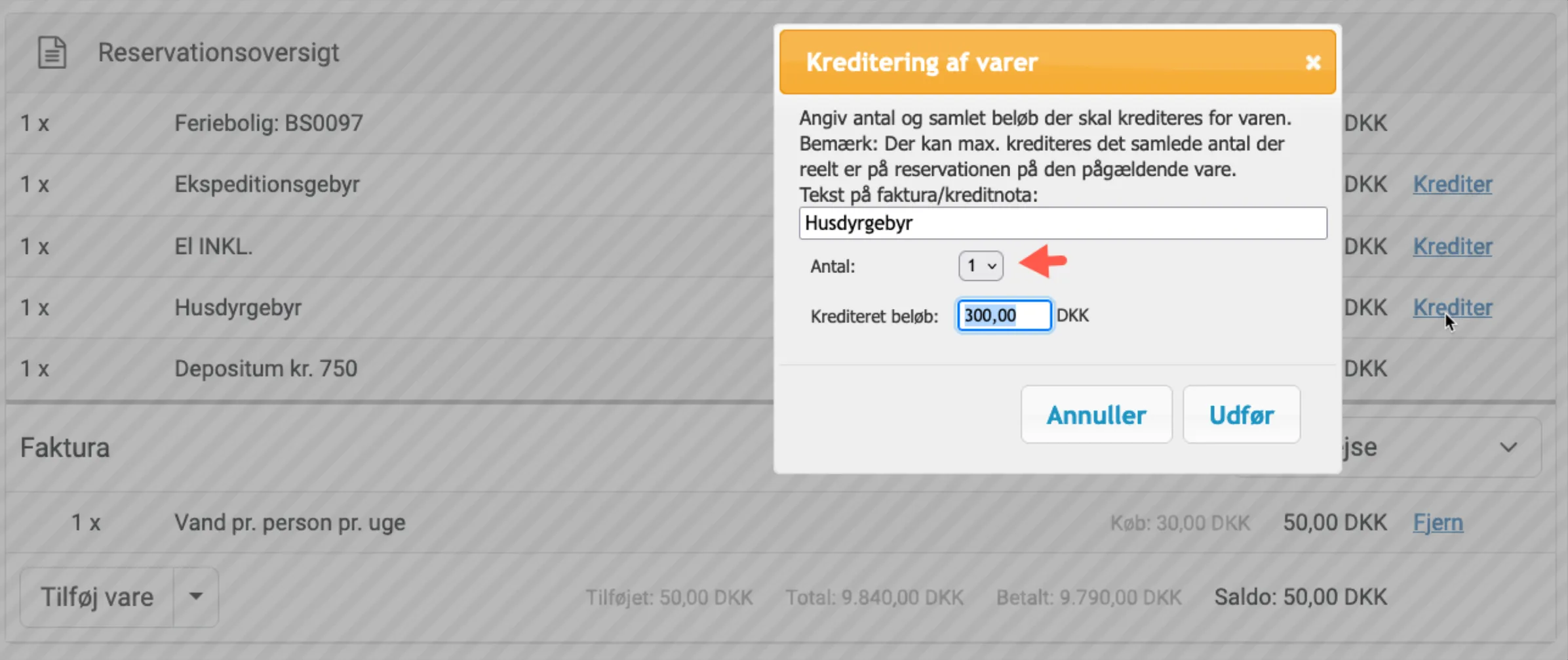 Ændre antal af vare