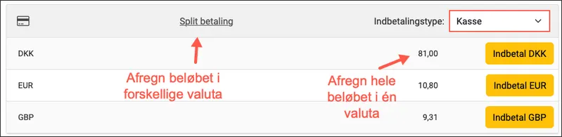håndter indbetaling
