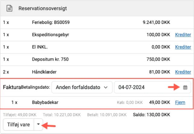 Reservationsoversigten